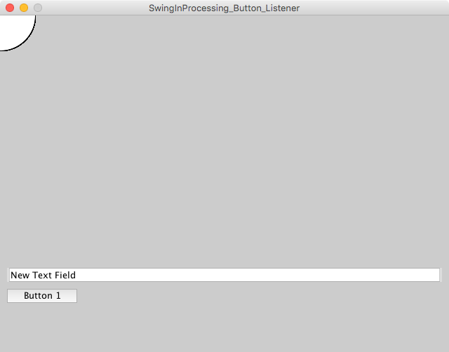 SwingInProcessing_Button_Listener.pdeの実行結果．テキストフィールドとボタンが表示されている．
